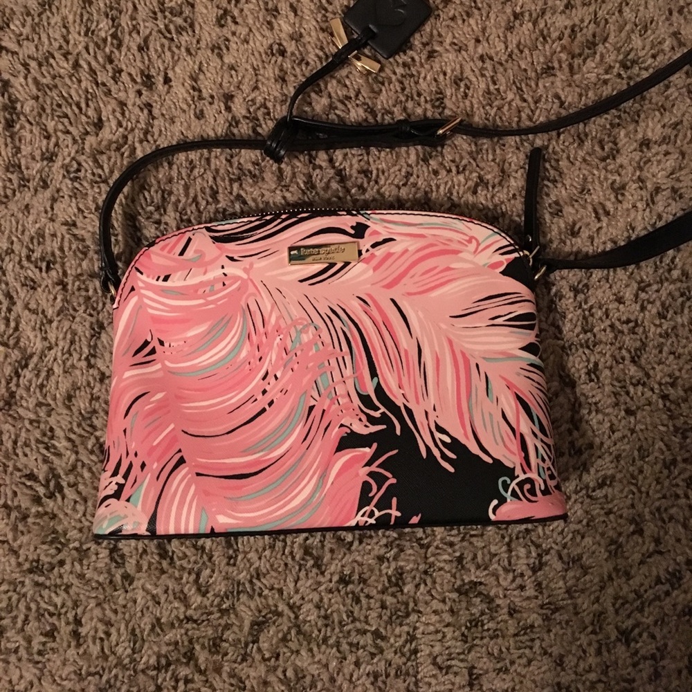 Kate Spade pink feather print purse