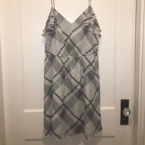 BCBGeneration grey/black plaid ruffle top dress