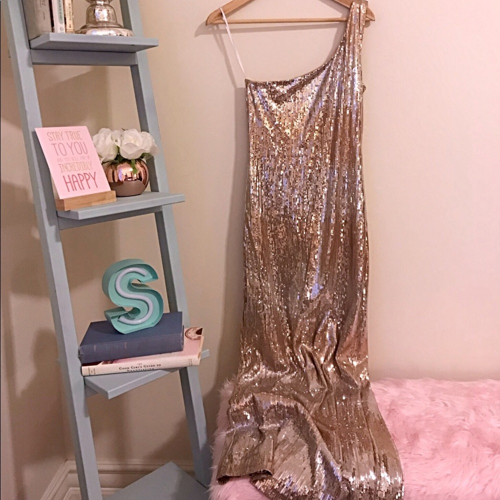 Gold sequin evening gown