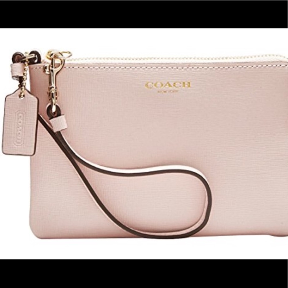 Cute Ballet pink Coach wristlet with light gold