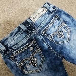 Acid Washed Rock Revival Skinny Jeans.