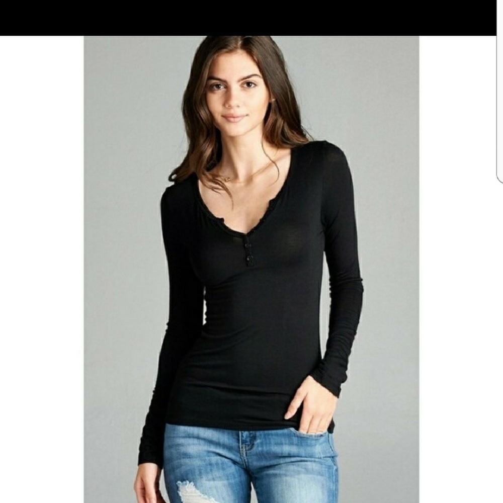 🍁long sleeve button v neck🍁