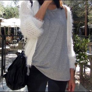 White fuzzy sweater cardigan