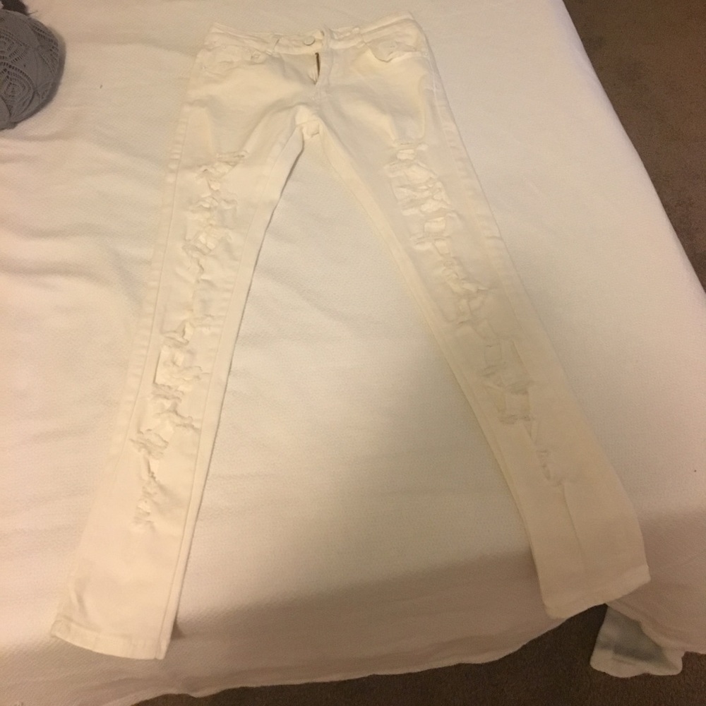 White pre-ripped jeans