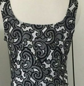 Patterned Lace Detail Square Neck Tank Top