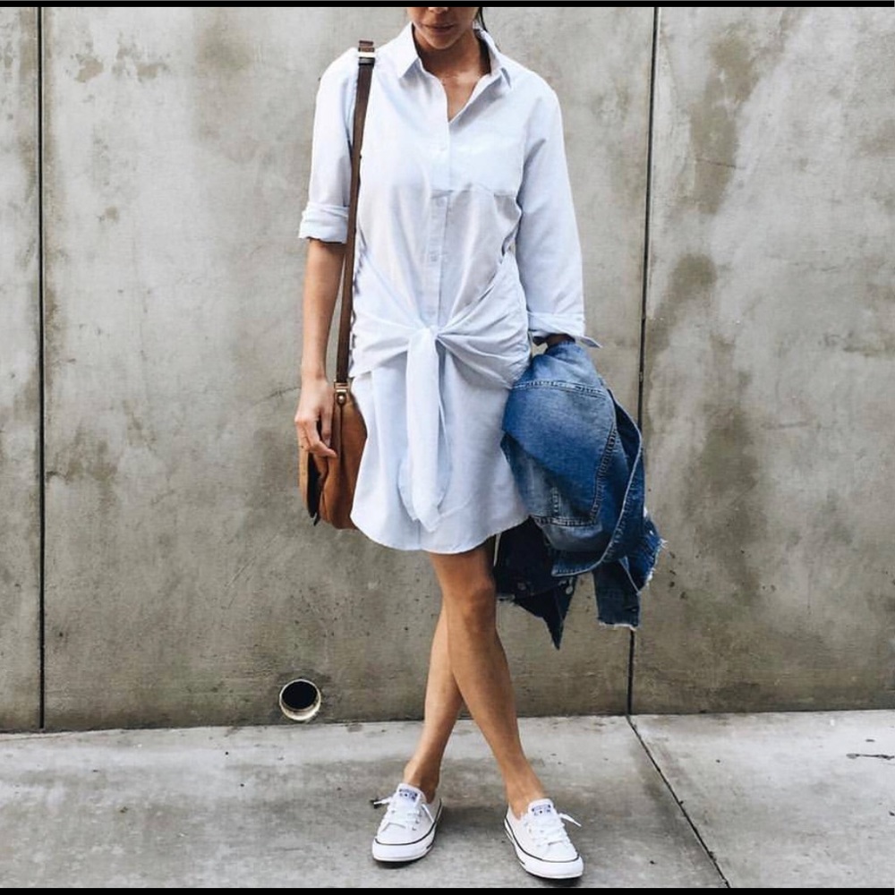 Front tie shirt dress