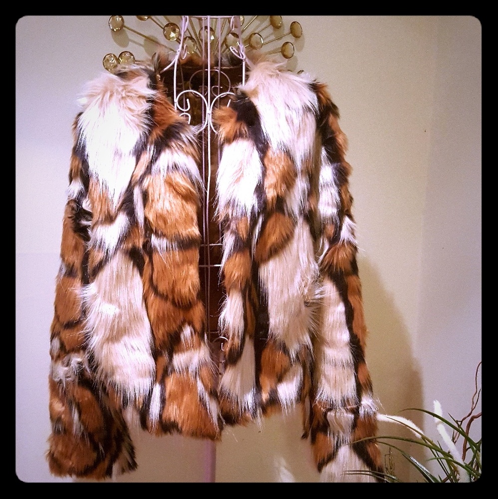 Faux Fur Calico Jacket