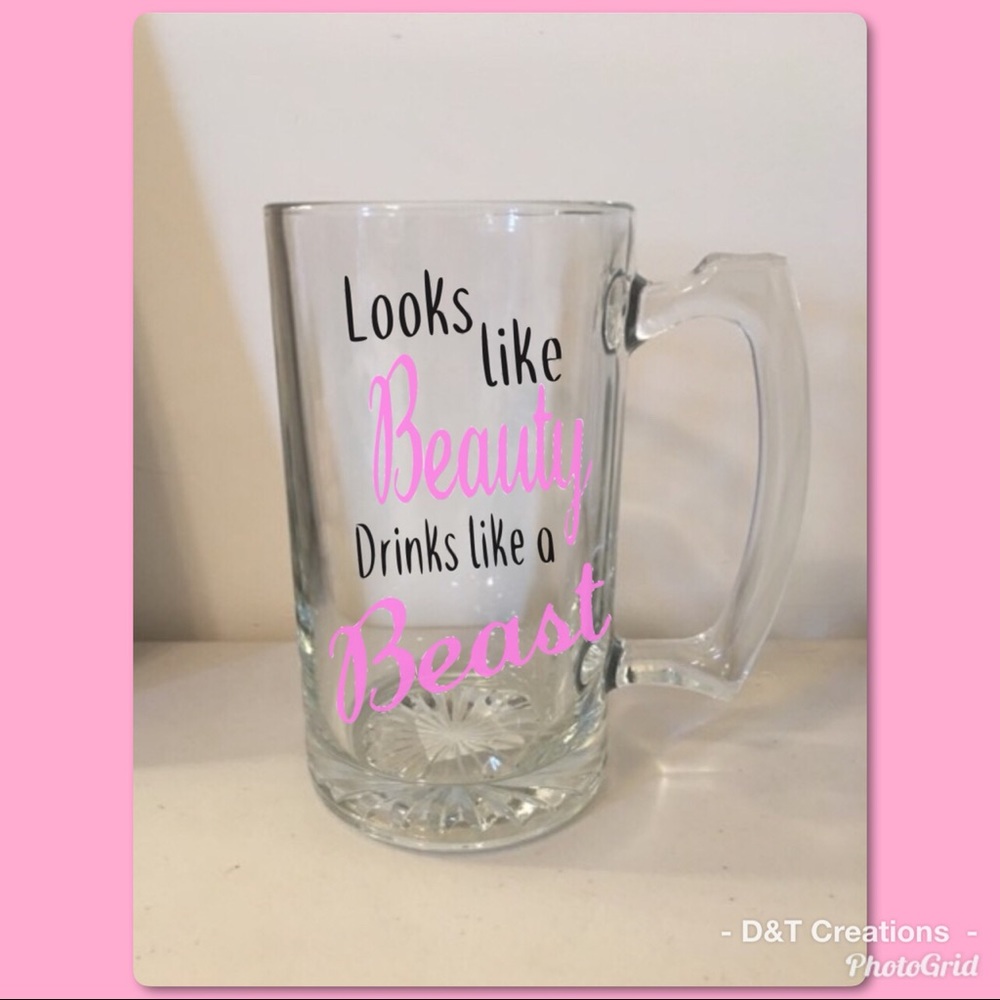 Beauty drinks like a beast beer mug