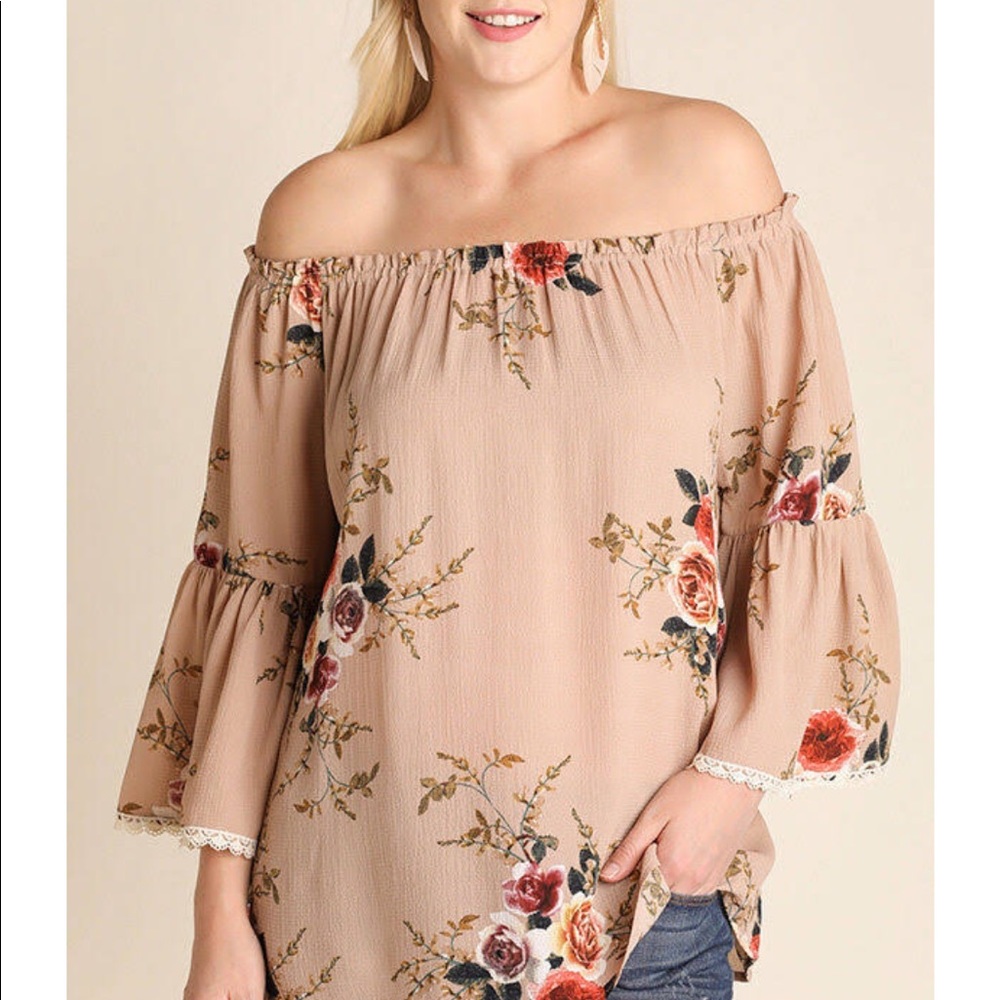 🆕 Umgee Bell Sleeve Floral Off Shoulder Top - Picture 2 of 7