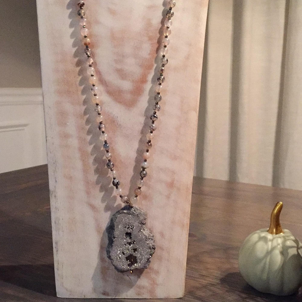 Beaded rock necklace
