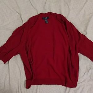 Red cardigan