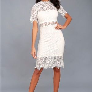 Gorgeous Lulus white lace dress NWT