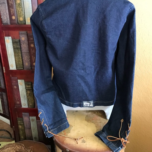“WATCH LA “ Jean Jacker lace up detail - Picture 3 of 8