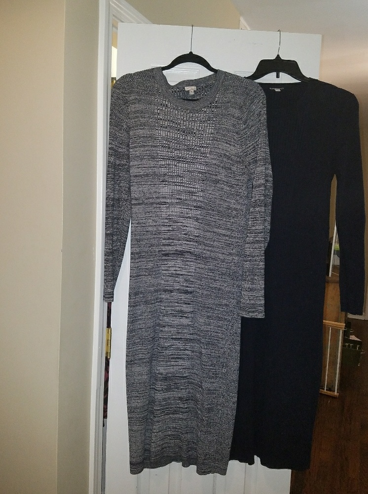Two sweater midi dresses.