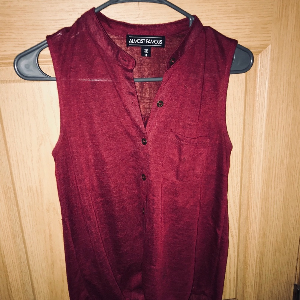 Sheer Button up Front-Tie Tank