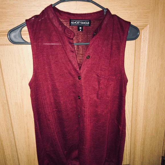 Sheer Button up Front-Tie Tank - Picture 1 of 3