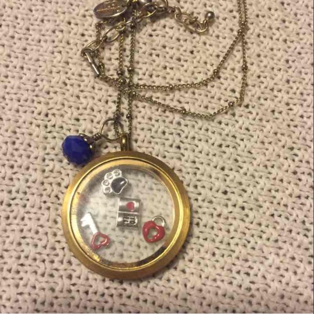 Origami owl gold locket necklace