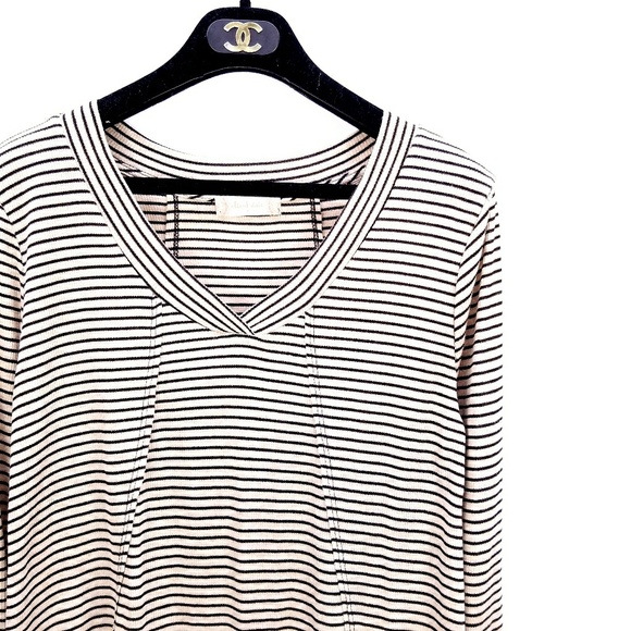 Altar'd State Tops - Altar'd State Cream Black Striped High Low Top