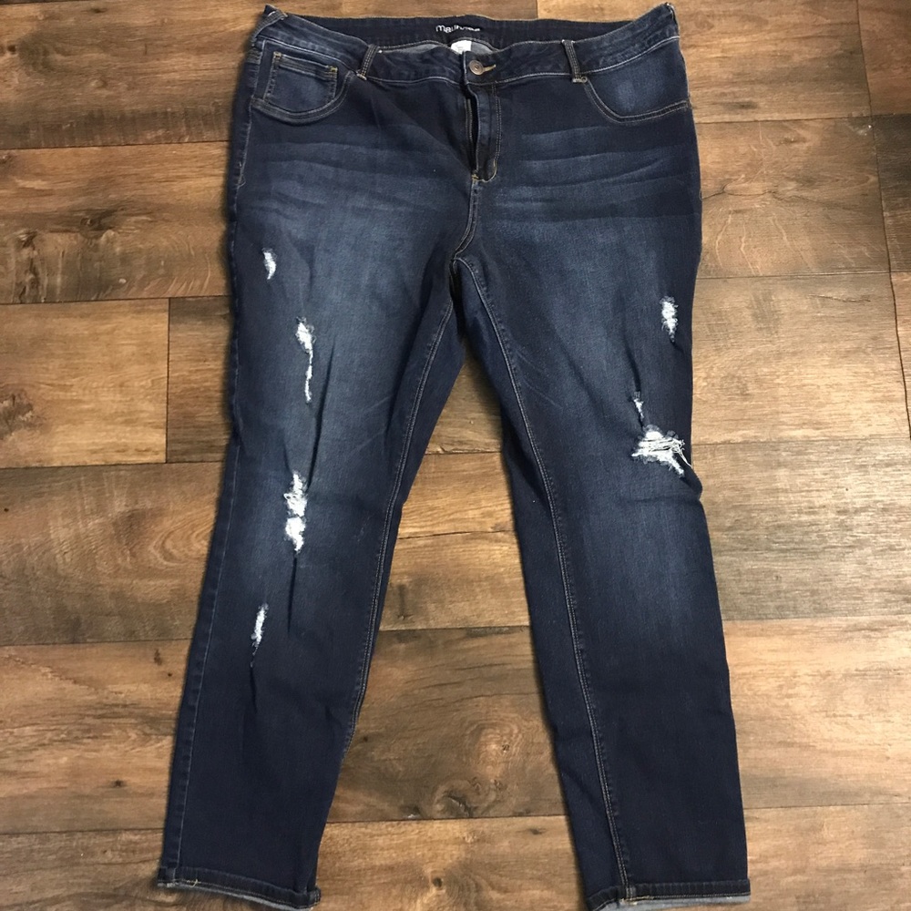 Maurice distressed dark denim jeggings