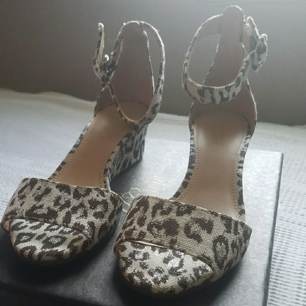 J Crew  sz 6 Laila leopard print wedges NIB