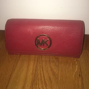 Red michael kors wallet