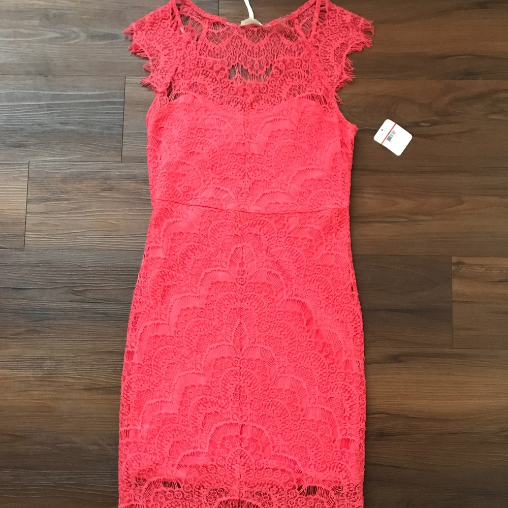 Free People Daydream LaceBodycon Slip XS Coral NWT