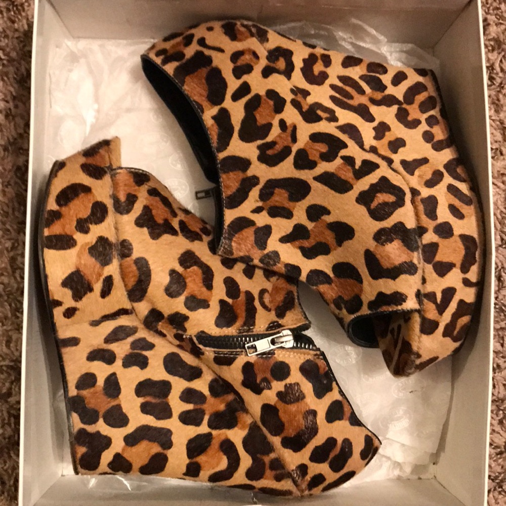 Leopard Wedge Booties