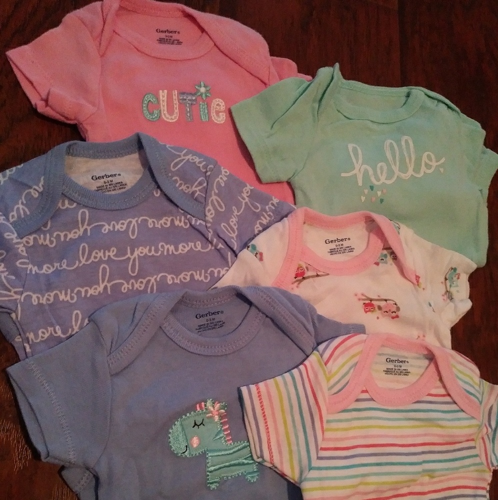 6 onsies & overall jean skirt bundle