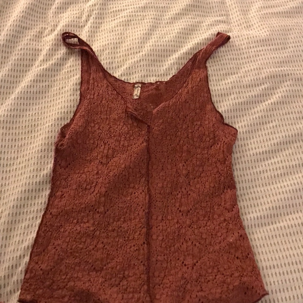Free People Terra-cotta sheer tank