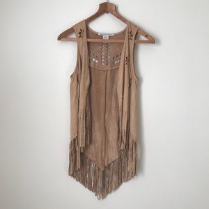 American Rag faux suede Fringe Vest