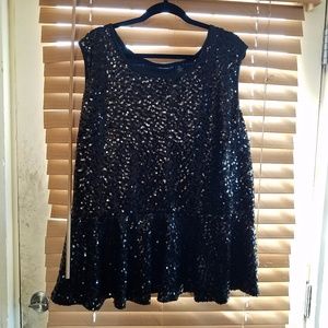 Plus Sequin Dressy Top/Blouse 4x Peplum Holiday