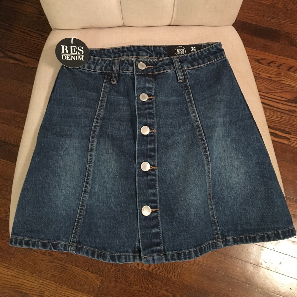 RES Denim Button Front Skirt