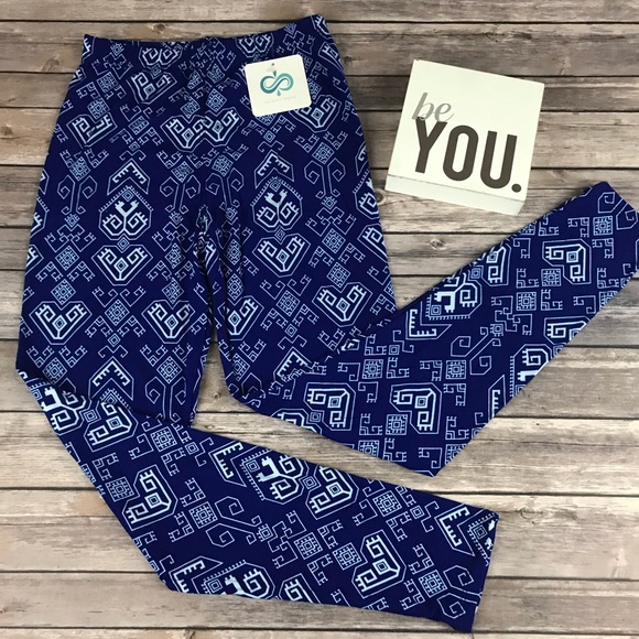 Cobalt Aztec Print Leggings - Picture 2 of 2