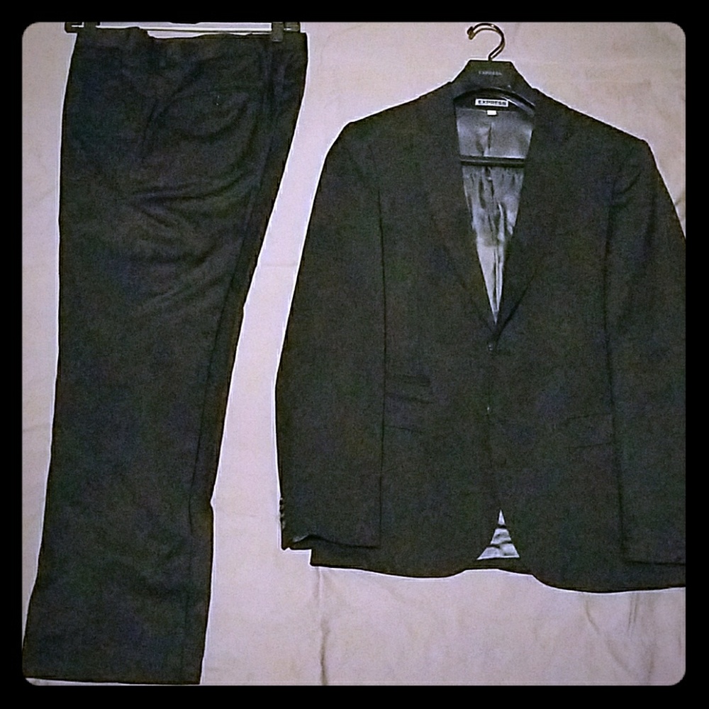 Express men's black slim fitted suit