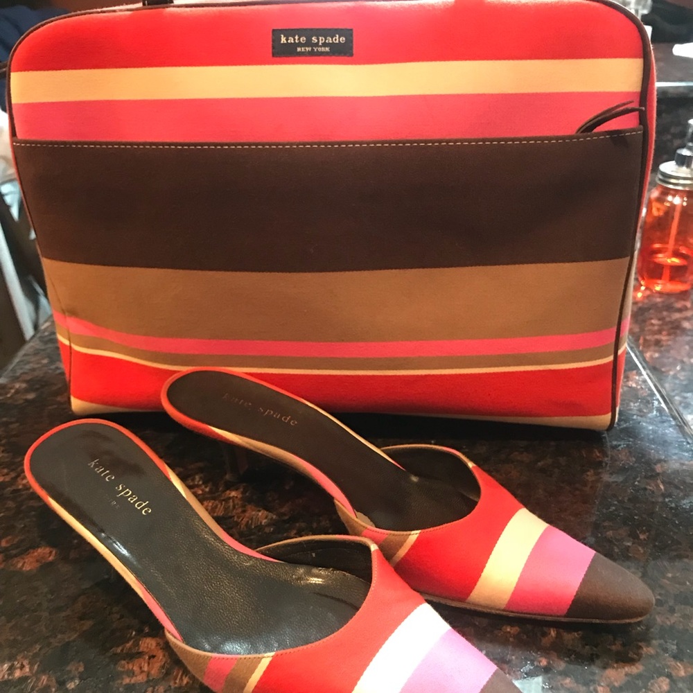 Kate Spade Luggage Stripe Madison Bag/Mules 6.5