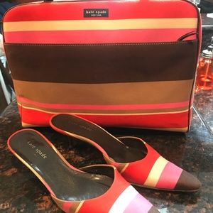 Kate Spade Luggage Stripe Madison Bag/Mules 6.5