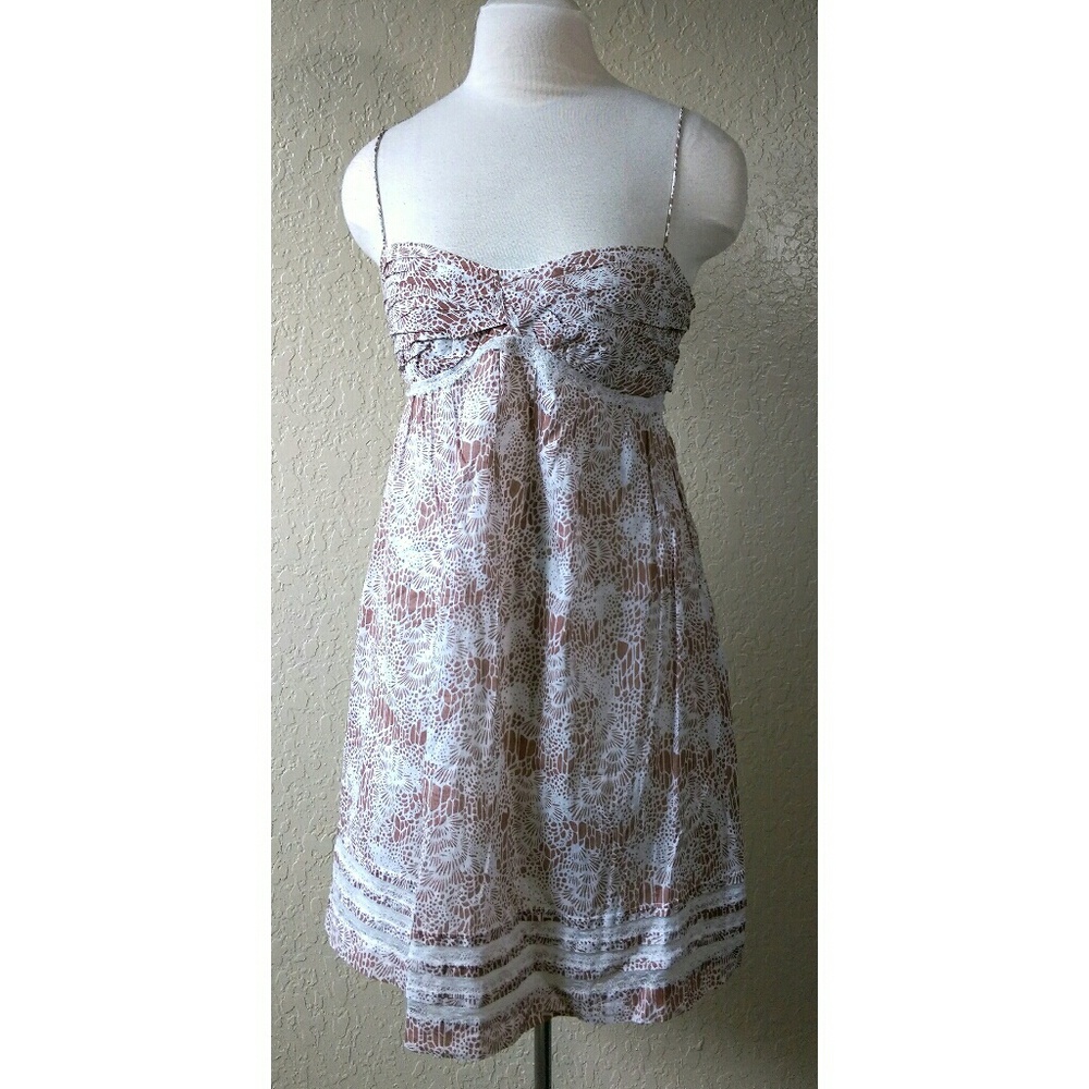 LOFT brown and white cotton baby doll dress