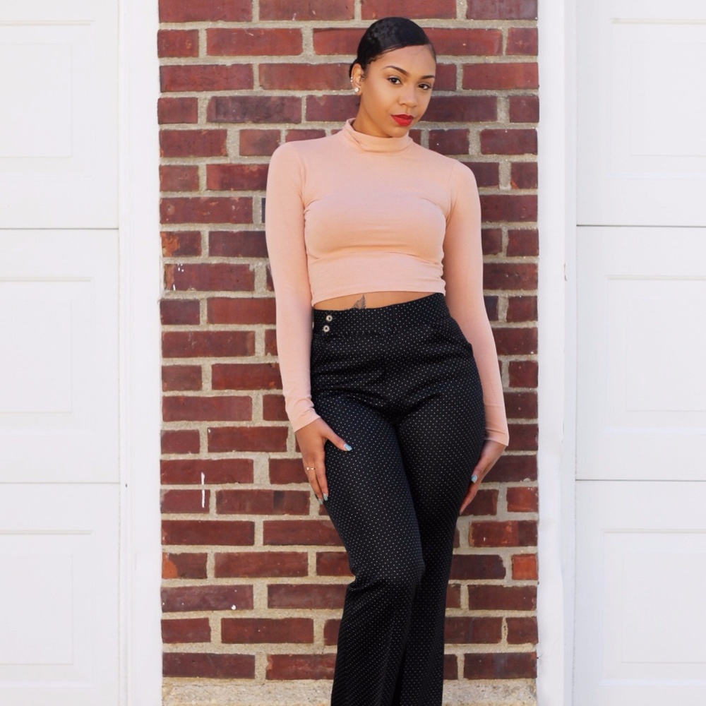 💜 Vintage High Waist Trouser Polka Dot Pants