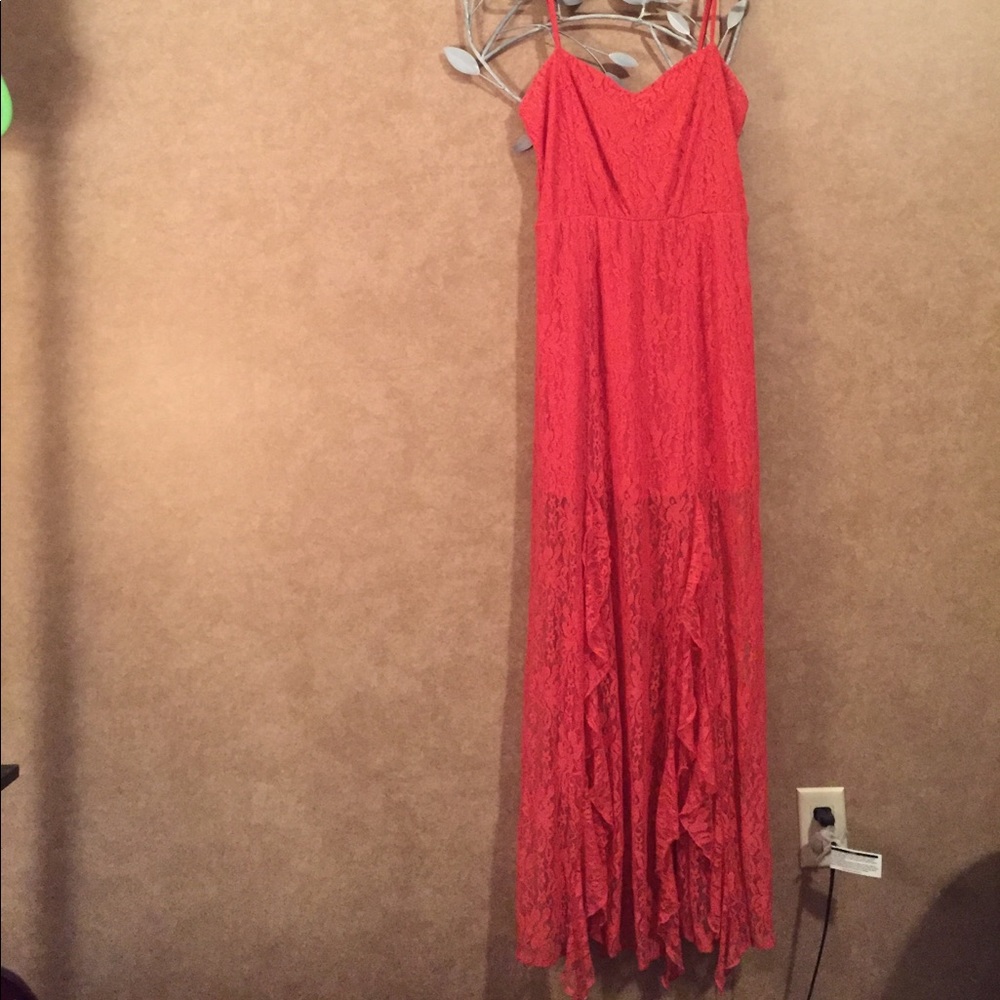 Coral lace dress