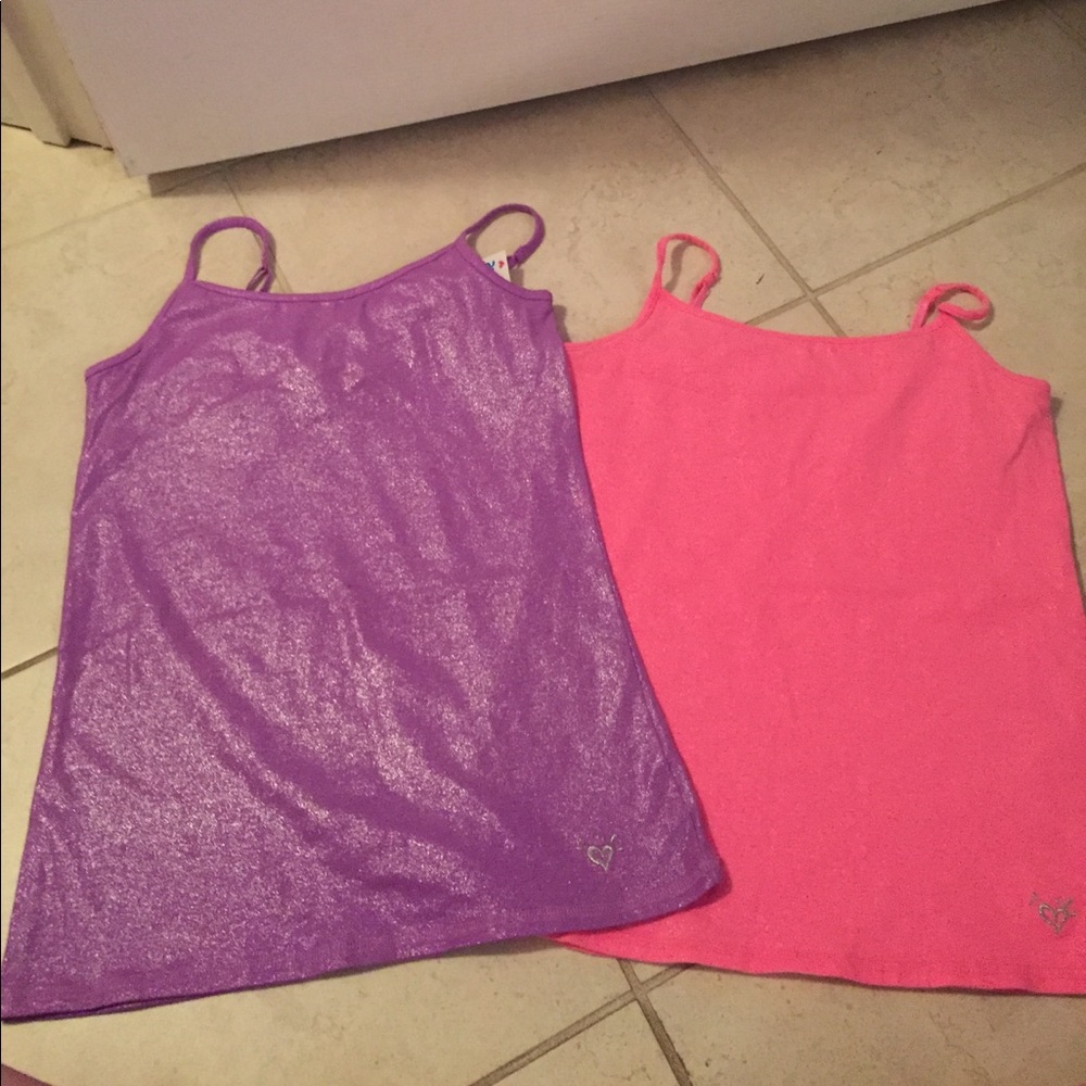 One pink and one purple tank top