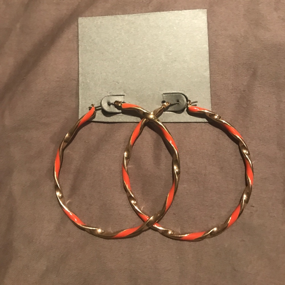 Orange and gold hoop earrings