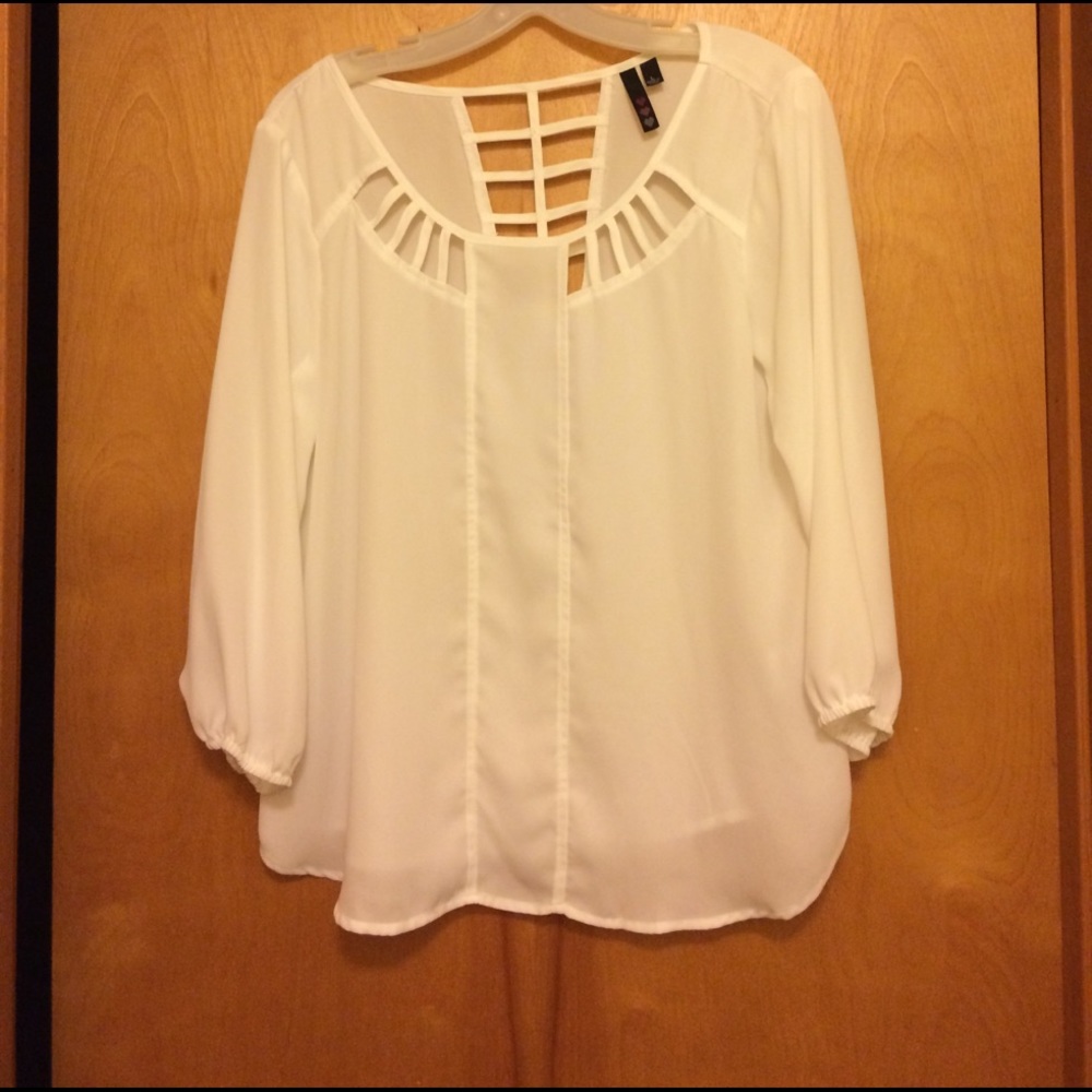 Sheer White 3/4 Sleeve Blouse
