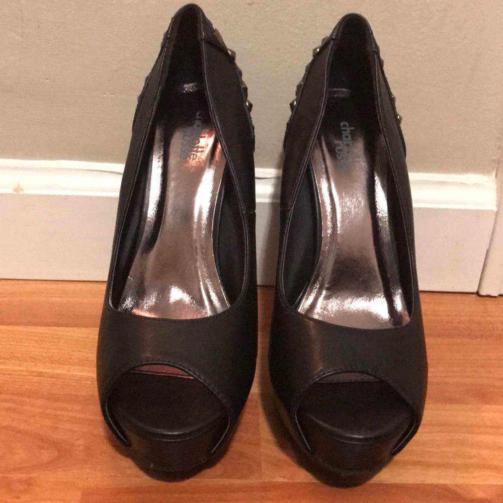 Black stilettos with silver accents