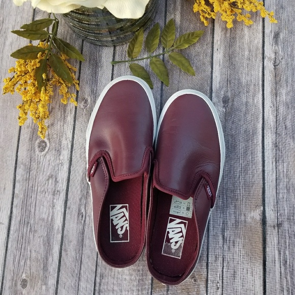 Vans Shoes - 🎉WHAT A DEAL!! Burgundy Leather Slip On Vans🎉