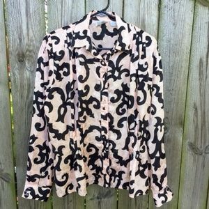 Anne Klein Button Front Blouse Polyester Satiny