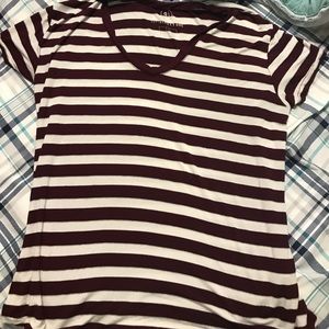 Maroon and white grey striped shirt