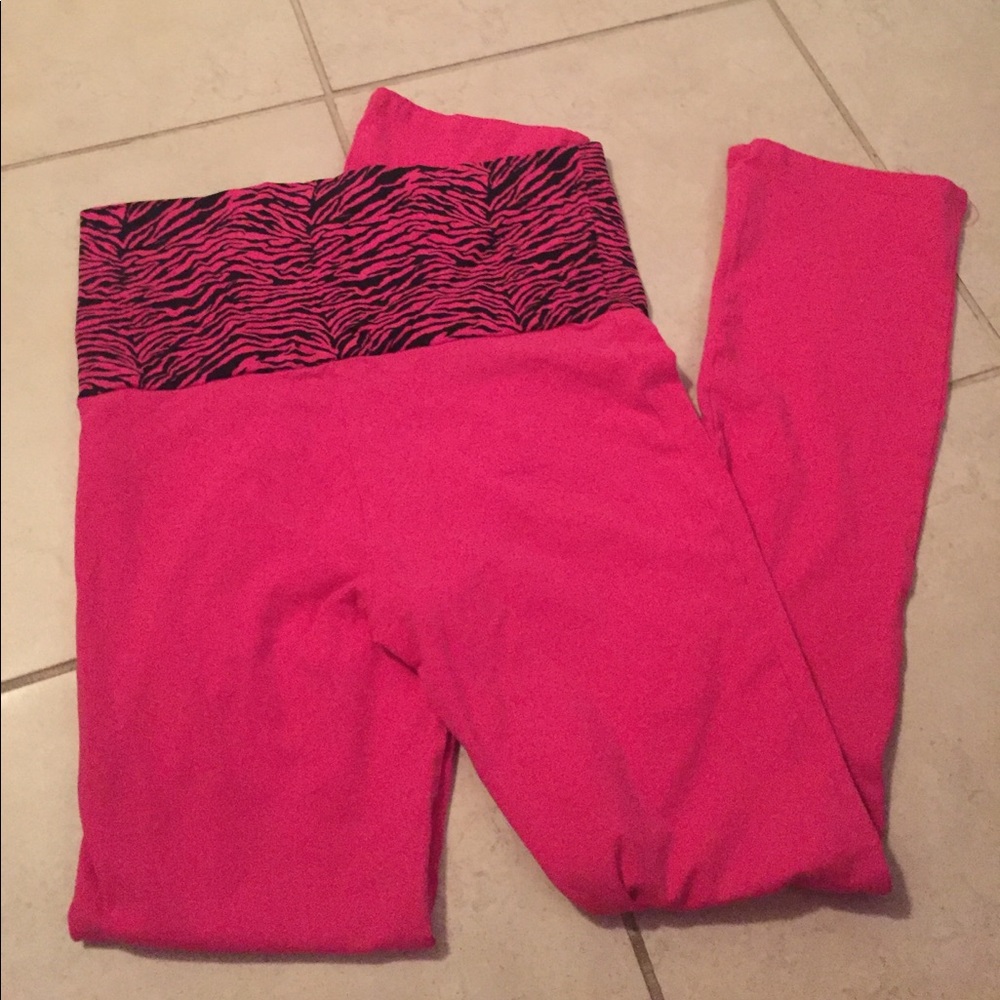 Hot pink zebra leggings