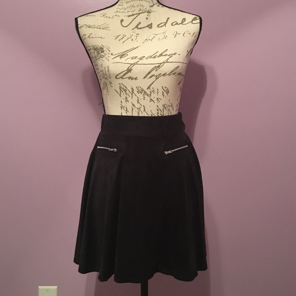 NWT. Black Suede A-line Skirt