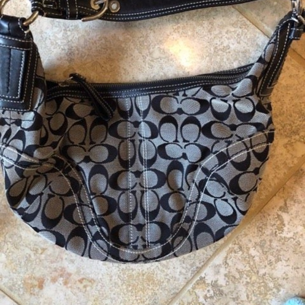 Coach Hobo Bag  Black And White Handbag