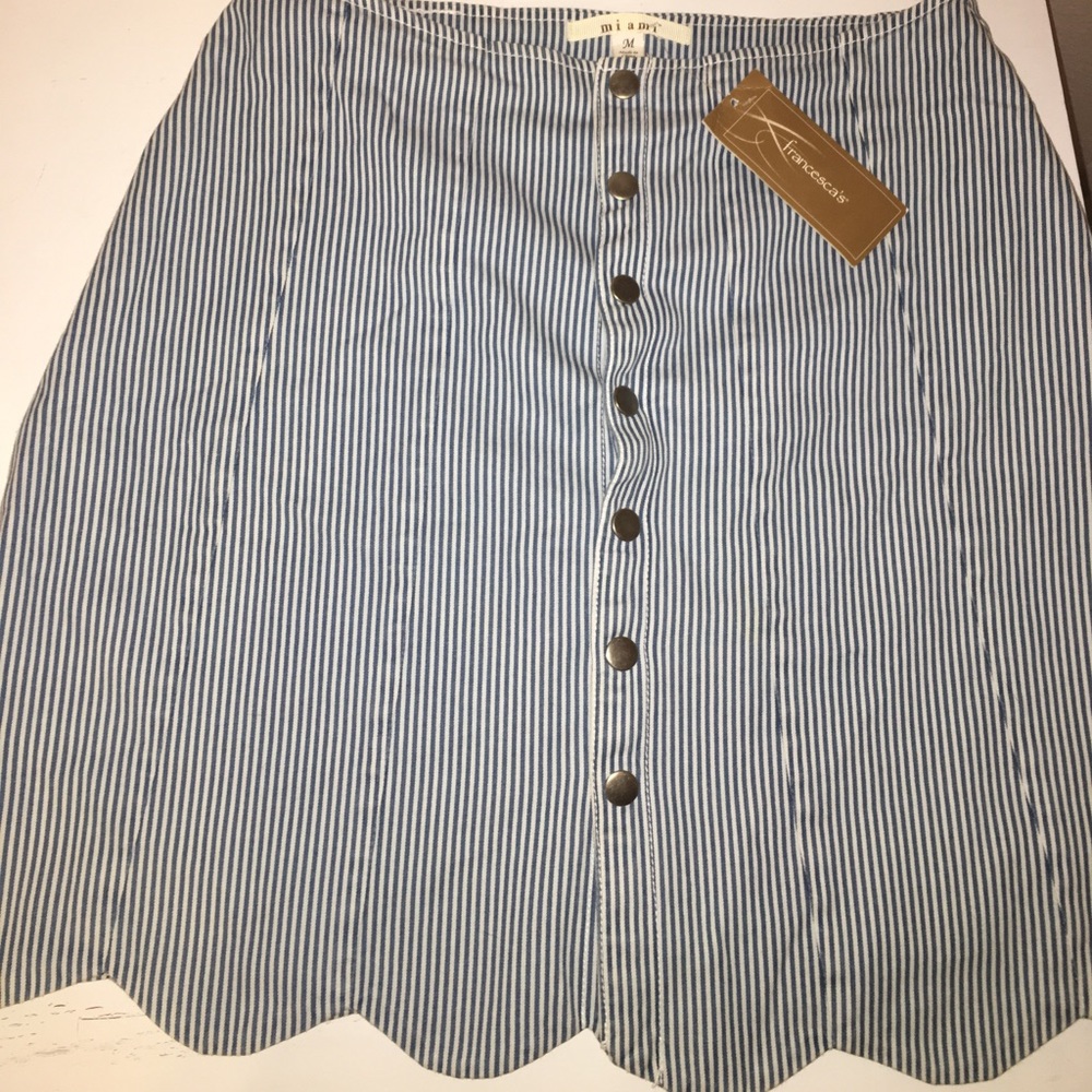 Francesca striped button down skirt NWT